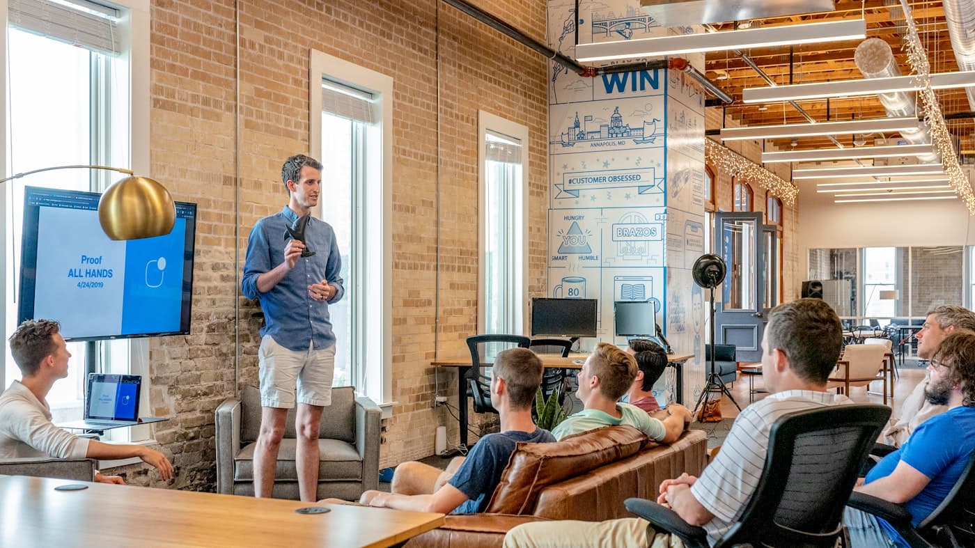 Sales professionals discussing a business proposal