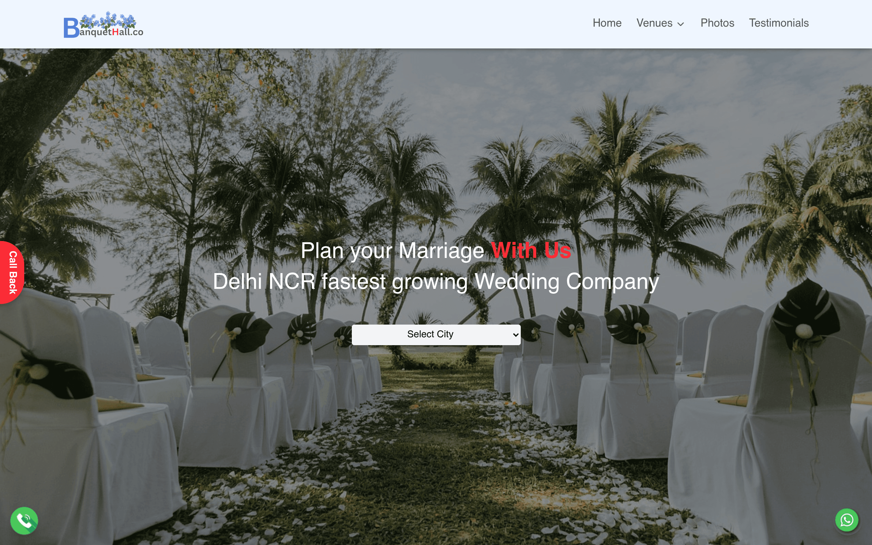 BanquetHall.co website homepage