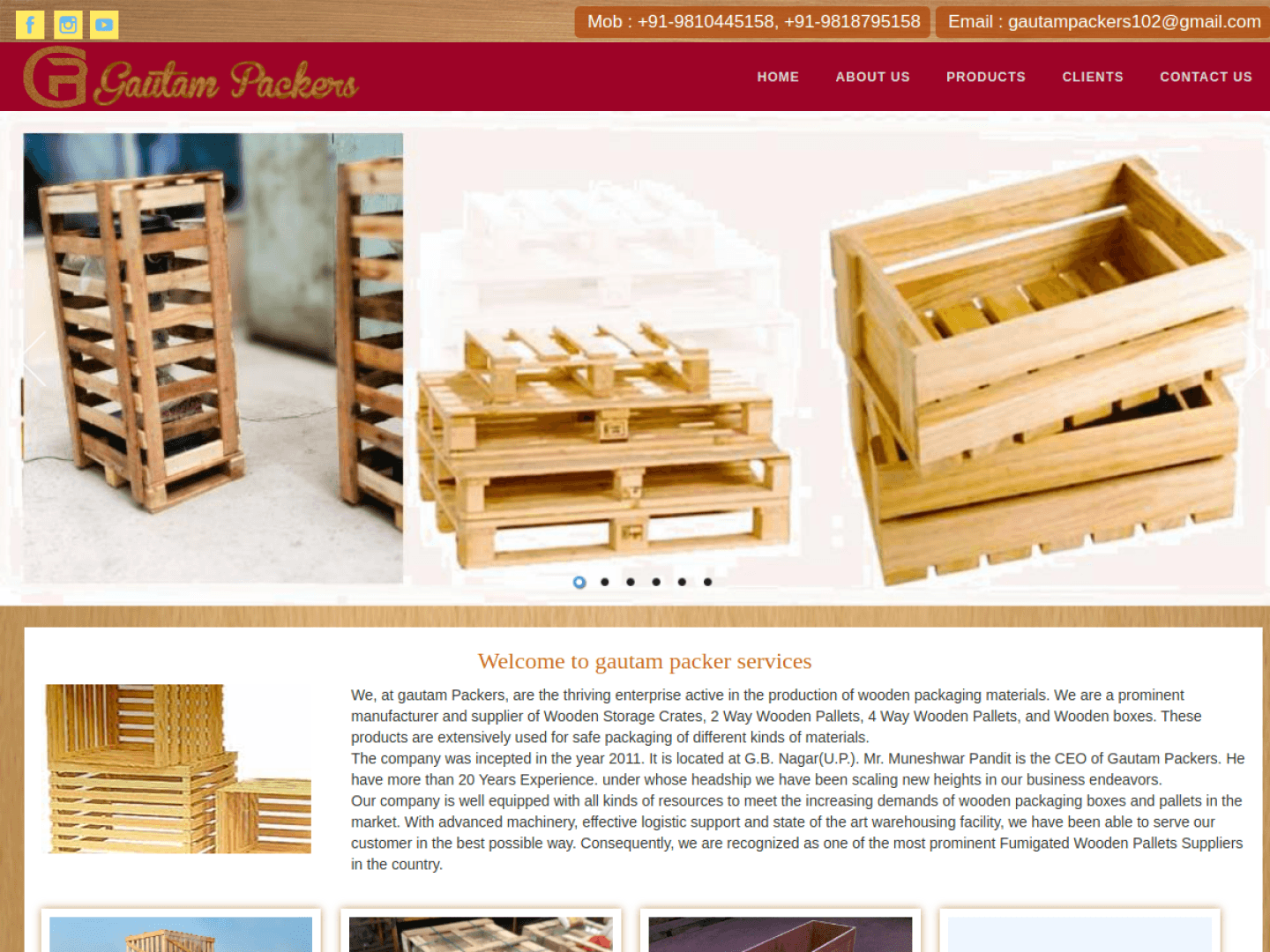 Gautam Packers corporate website homepage