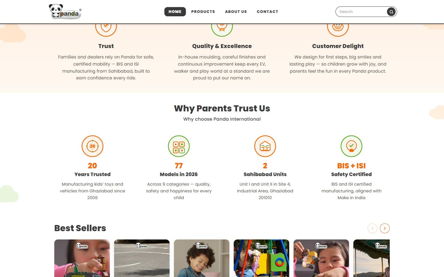 Panda International website section view
