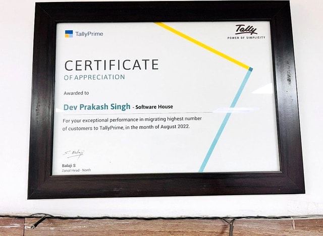 Tally excellence award plaque